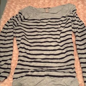 Long grey and navy blue striped sweater